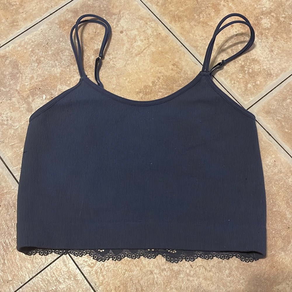 lace back cropped blue navy cropped tops